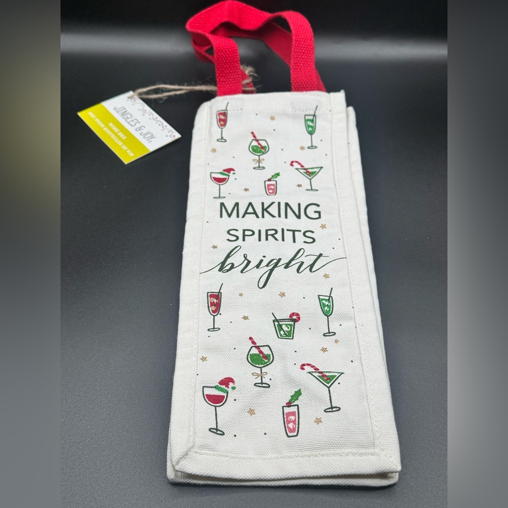 Jingles & Joy Making Spirits Bright Wine Tote Bottle Bag